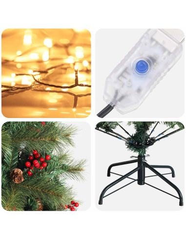 Albero di Natale Artificiale con Rami Pieghevoli 240 cm 300 LED