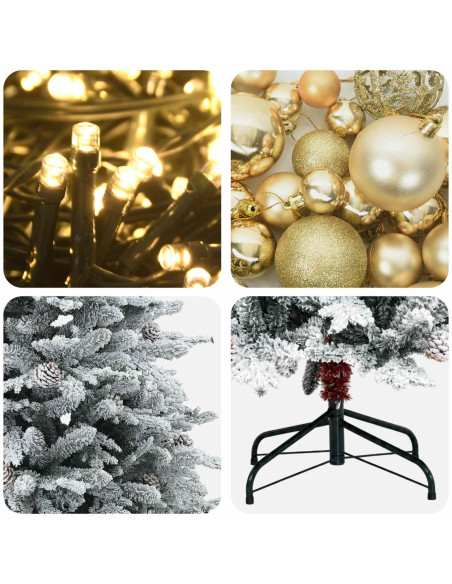 Albero di Natale Artificiale con Rami Pieghevoli 150 cm 150 LED