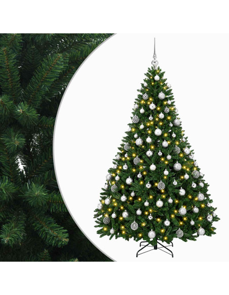 Albero di Natale artificiale verde medio con palline 180 cm
