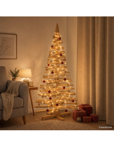 Albero di Natale in legno KOTKA 150 cm Legno Massello di Pino