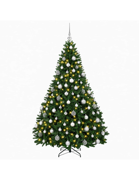 Albero di Natale artificiale verde medio con palline 180 cm