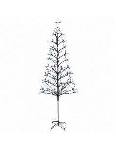 Albero di Natale con luci LED Nero 47 x 240 cm Acciaio 268 LED