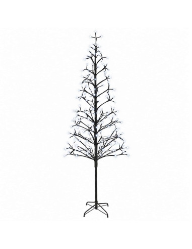 Albero di Natale con luci LED Nero 47 x 240 cm Acciaio 268 LED