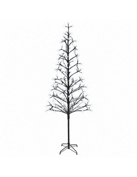 Albero di Natale con luci LED Nero 47 x 240 cm Acciaio 268 LED