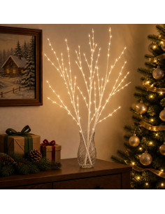 Rami di rame natalizi con LED 3 pz Bianco 62 cm Acciaio 165 LED