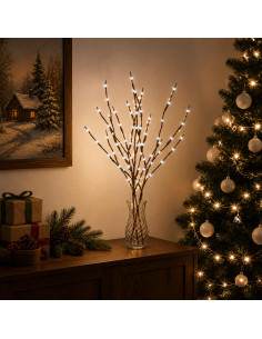 Rami di rame natalizi con LED 3 pz Marrone 62 cm Acciaio 60 LED