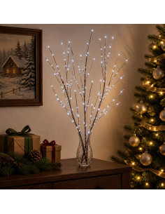Rami di rame natalizi con LED 3 pz Marrone 62 cm Acciaio