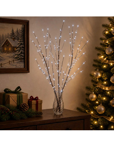 Rami di rame natalizi con LED 3 pz Marrone 62 cm Acciaio
