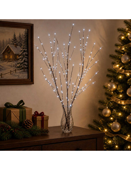 Rami di rame natalizi con LED 3 pz Marrone 62 cm Acciaio
