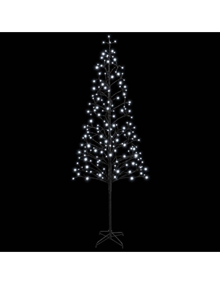Albero di Natale con luci LED Nero 47 x 240 cm Acciaio 268 LED