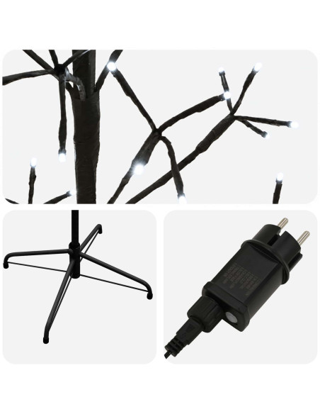Albero di Natale con luci LED Nero 47 x 240 cm Acciaio 268 LED