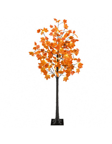 Albero di Natale in acero con LED Marrone 180 cm Plastica