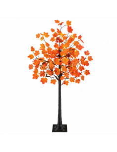 Albero di Natale in acero con LED Marrone 120 cm Plastica 2