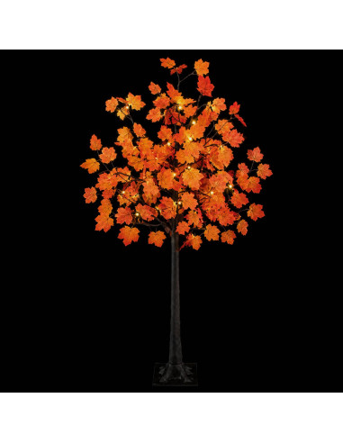 Albero di Natale in acero con LED Marrone 120 cm Plastica