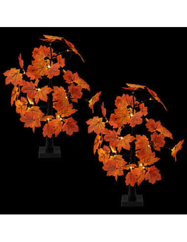 Albero di Natale in acero con LED 2 pz Marrone 58 cm Plastica