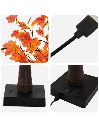 Albero di Natale in acero con LED 2 pz Marrone 58 cm Plastica