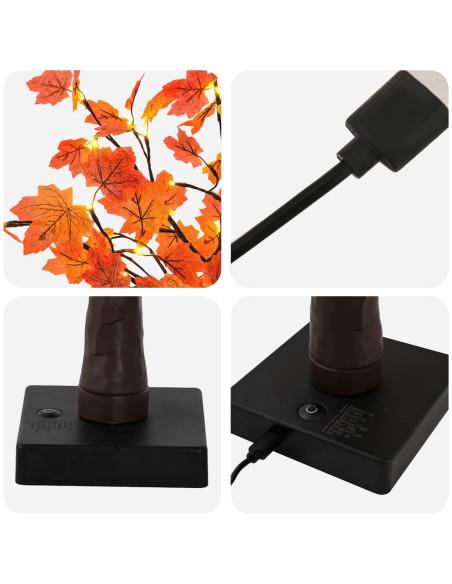 Albero di Natale in acero con LED 2 pz Marrone 58 cm Plastica