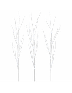 Rami di rame natalizi con LED 3 pz Bianco 62 cm Acciaio 165 LED 2