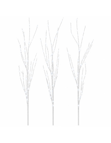 Rami di rame natalizi con LED 3 pz Bianco 62 cm Acciaio 165 LED