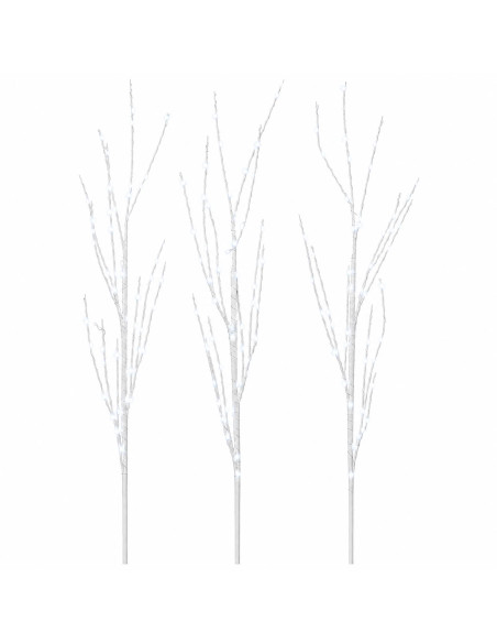 Rami di rame natalizi con LED 3 pz Bianco 62 cm Acciaio 165 LED