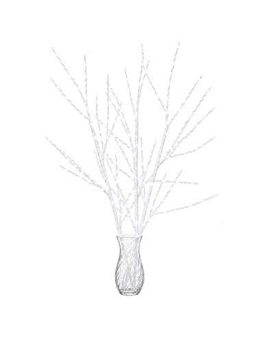Rami di rame natalizi con LED 3 pz Bianco 62 cm Acciaio 165 LED