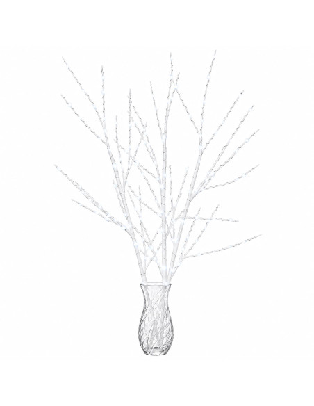 Rami di rame natalizi con LED 3 pz Bianco 62 cm Acciaio 165 LED