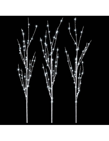 Rami di rame natalizi con LED 3 pz Bianco 62 cm Acciaio 165 LED