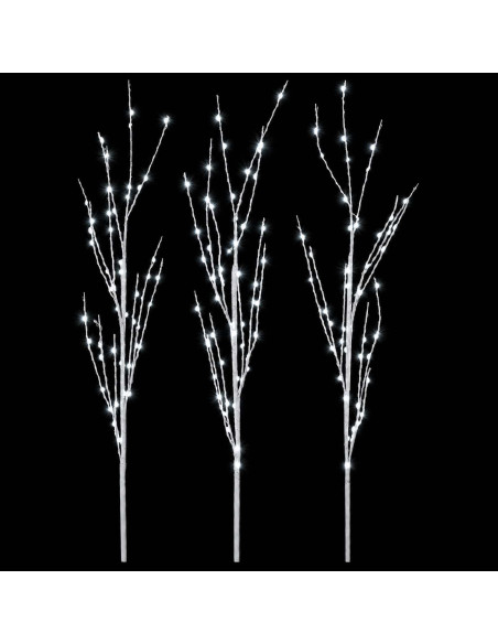 Rami di rame natalizi con LED 3 pz Bianco 62 cm Acciaio 165 LED