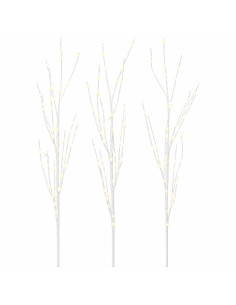 Rami di rame natalizi con LED 3 pz Bianco 62 cm Acciaio 165 LED 2