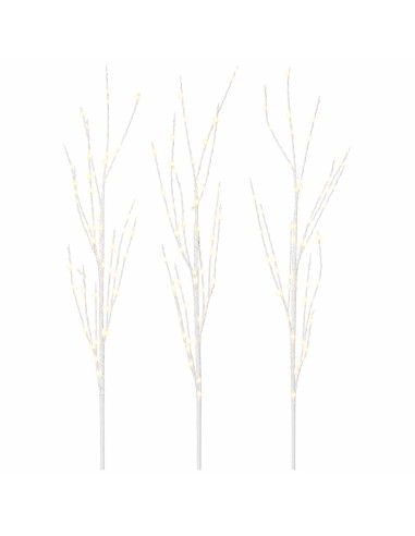 Rami di rame natalizi con LED 3 pz Bianco 62 cm Acciaio 165 LED