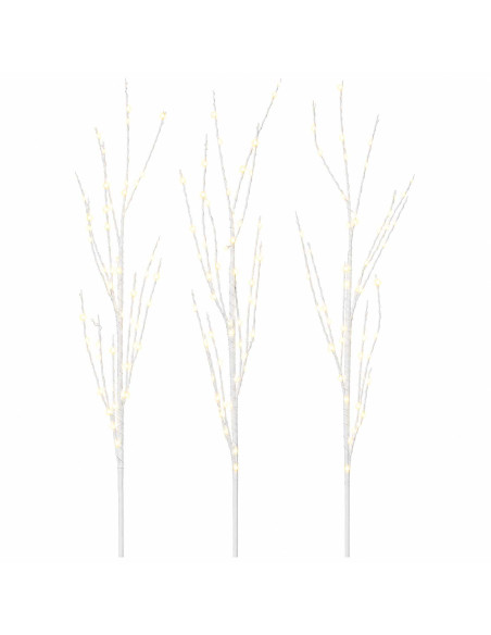 Rami di rame natalizi con LED 3 pz Bianco 62 cm Acciaio 165 LED