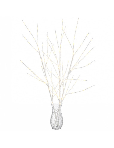 Rami di rame natalizi con LED 3 pz Bianco 62 cm Acciaio 165 LED