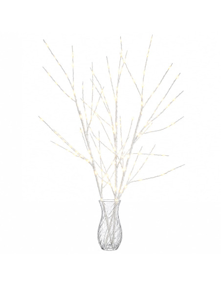 Rami di rame natalizi con LED 3 pz Bianco 62 cm Acciaio 165 LED