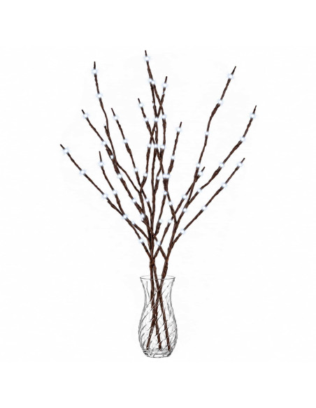 Rami di rame natalizi con LED 3 pz Marrone 62 cm Acciaio 60 LED