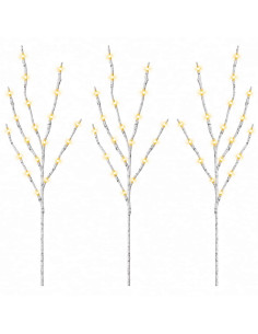 Rami di rame natalizi con LED 3 pz Bianco 62 cm Acciaio 60 LED 2