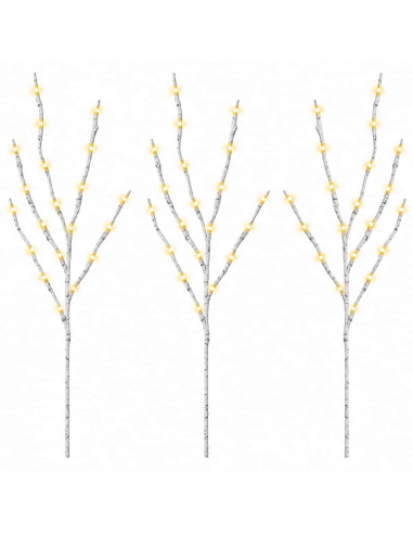 Rami di rame natalizi con LED 3 pz Bianco 62 cm Acciaio 60 LED