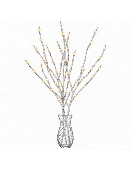 Rami di rame natalizi con LED 3 pz Bianco 62 cm Acciaio 60 LED
