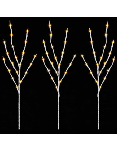 Rami di rame natalizi con LED 3 pz Bianco 62 cm Acciaio 60 LED