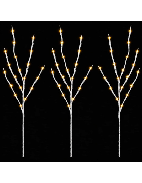 Rami di rame natalizi con LED 3 pz Bianco 62 cm Acciaio 60 LED