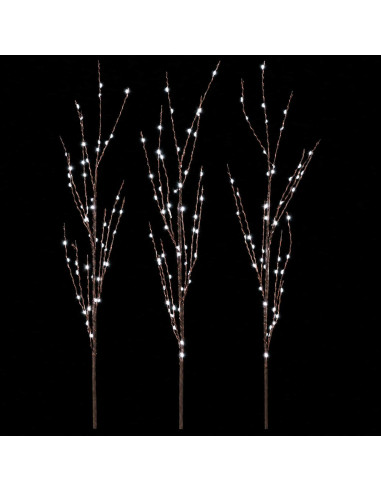 Rami di rame natalizi con LED 3 pz Marrone 62 cm Acciaio