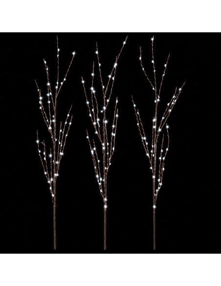 Rami di rame natalizi con LED 3 pz Marrone 62 cm Acciaio