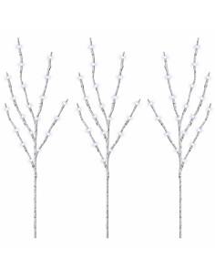 Rami di rame natalizi con LED 3 pz Bianco 62 cm Acciaio 60 LED 2