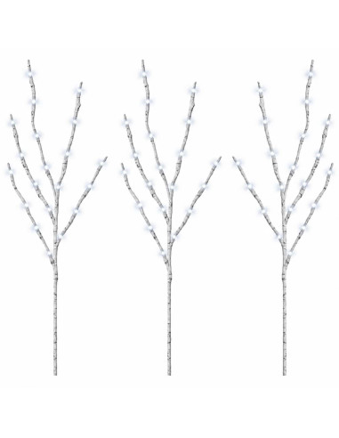 Rami di rame natalizi con LED 3 pz Bianco 62 cm Acciaio 60 LED
