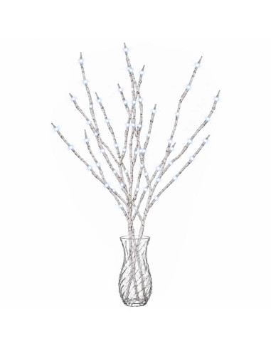 Rami di rame natalizi con LED 3 pz Bianco 62 cm Acciaio 60 LED
