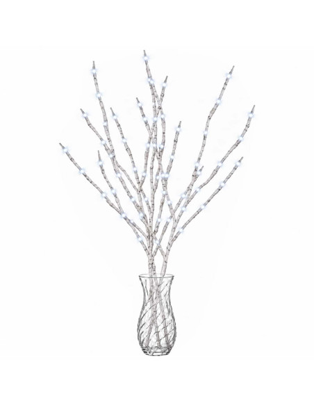 Rami di rame natalizi con LED 3 pz Bianco 62 cm Acciaio 60 LED