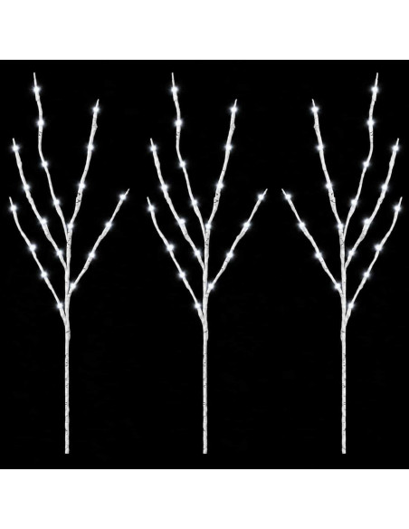 Rami di rame natalizi con LED 3 pz Bianco 62 cm Acciaio 60 LED
