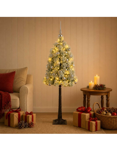 Albero di Natale artificiale con rami snodati e palline 120 cm
