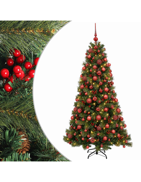 Albero di Natale artificiale con palline 180 cm 300 LED