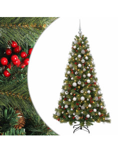 Albero di Natale artificiale con palline 240 cm 300 LED