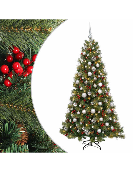 Albero di Natale artificiale con palline 240 cm 300 LED